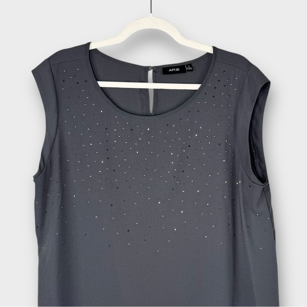 Apt. 9 Gray Studded Sleeveless Blouse XL Embellished Loose Fit Office Career EUC